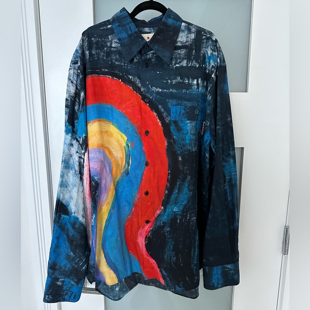 Marni Abstract Rainbow Poplin Shirt